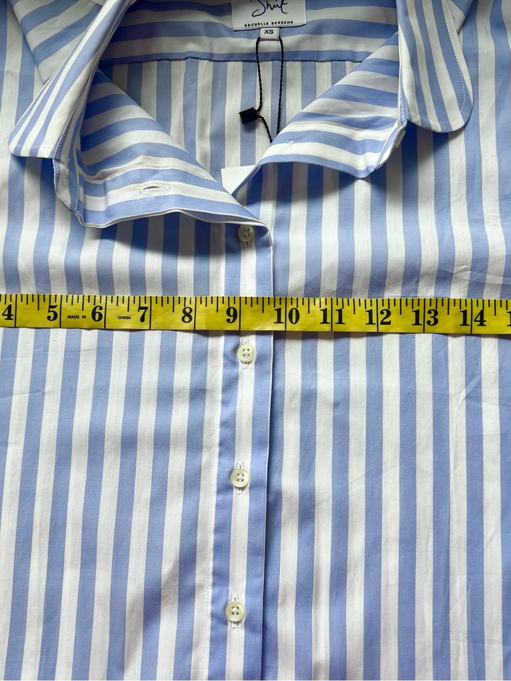 The Shirt Rochelle Behrens Drop Waist Shirtdress Blue White Stripe Size XS - Picture 13 of 13